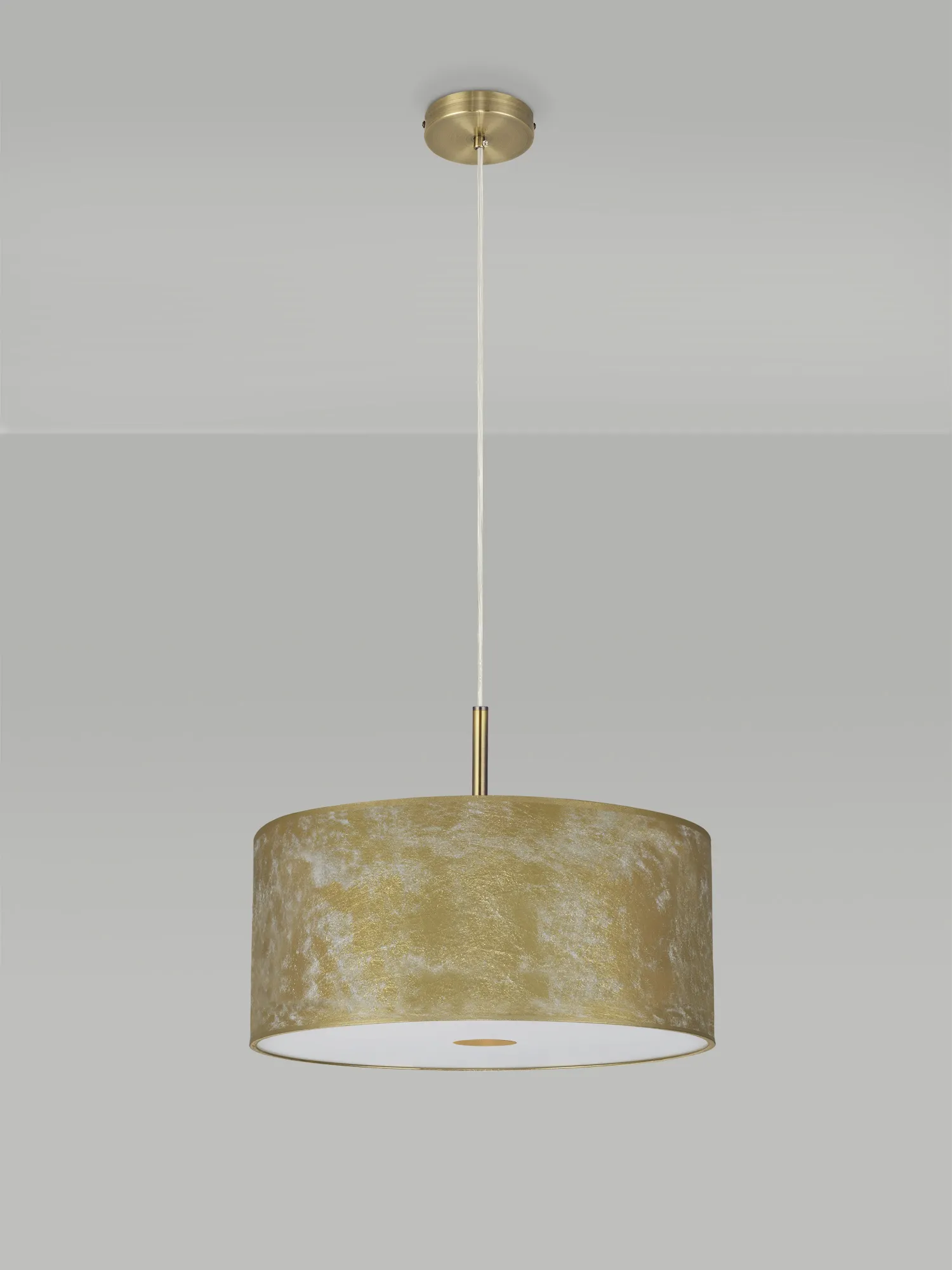 Baymont 40cm 3 Light Pendant Antique Brass, Gold Leaf, Frosted Diffuser DK0836  Deco Baymont AB GL
